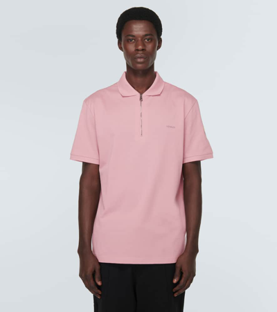 Shop Moncler Cotton Polo Shirt In Dawn Pink