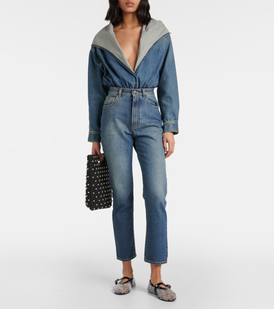 Alaïa Folded Embellished Suede Tote Bag In Noirarg