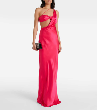 Shop The Sei One-shoulder Silk Gown In Peony