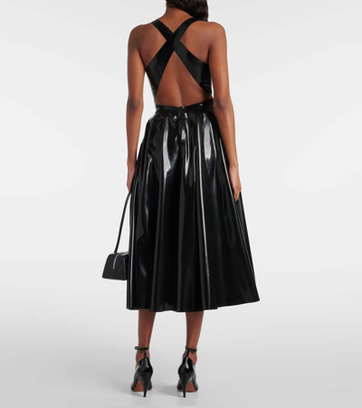 Shop Alaïa Latex Midi Skirt In Black
