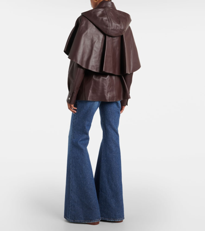 Shop Chloé Layered Leather Jacket In Brown