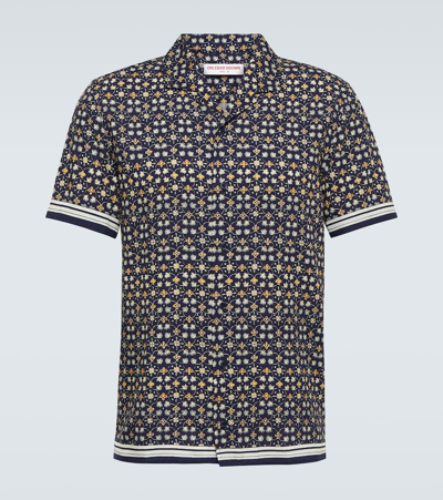 Shop Orlebar Brown Hibbert Printed Shirt In Night Iris