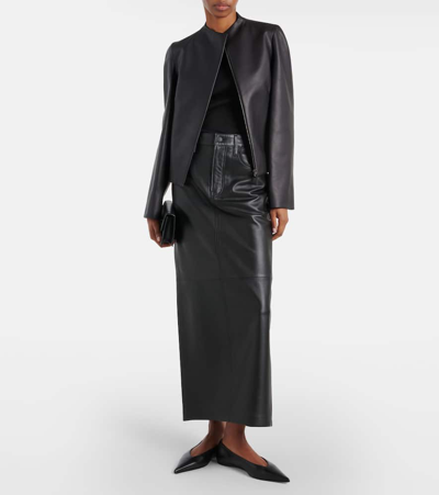 Shop Fforme Zoe Leather Jacket In Black