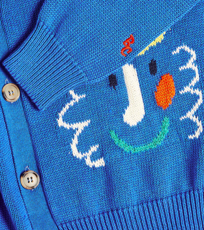 Bobo Choses Embroidered Cotton Cardigan In Blue
