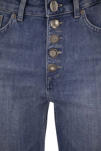Shop Dondup Koons - Loose Jeans With Jewelled Buttons In Medium Denim