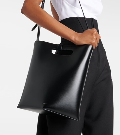 Alaïa Small Folded Leather Tote Bag In Noir