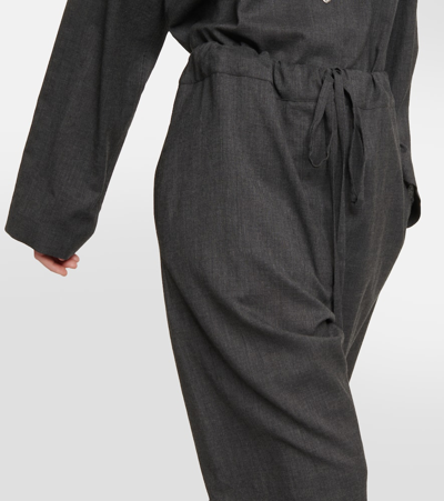 Shop The Row Argent Silk And Cotton Wide-leg Pants In Dark Grey