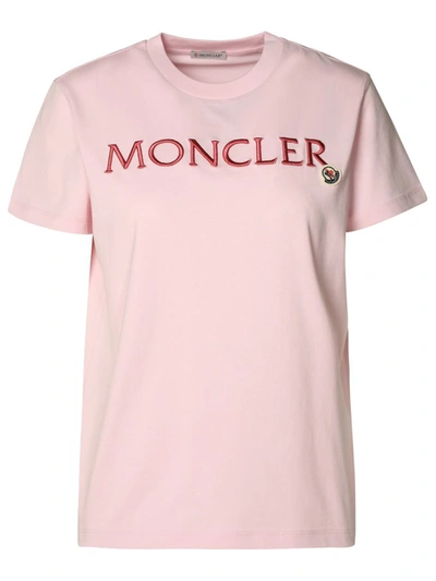 Shop Moncler Pink Cotton T-shirt