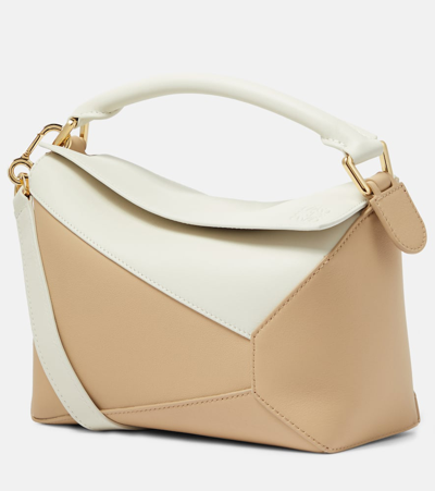 Shop Loewe Puzzle Small Leather Shoulder Bag In Soft White/paper Craft