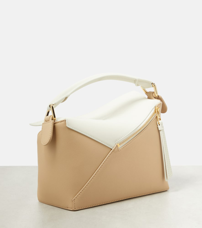 Shop Loewe Puzzle Small Leather Shoulder Bag In Soft White/paper Craft