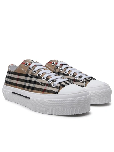 Shop Burberry Beige Cotton Jack Sneakers