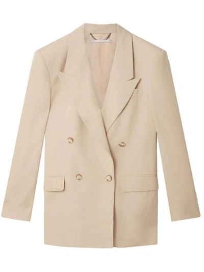 Shop Stella Mccartney Double-breasted Blazer Clothing In Brown