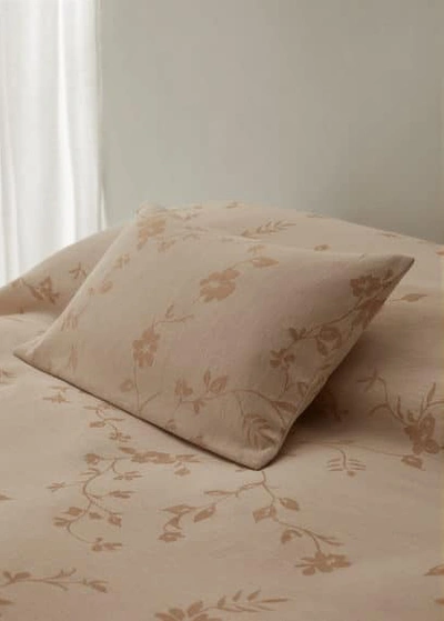 Shop Mango Home Floral-print Cotton Cushion Cover 30x50cm Burnt Orange