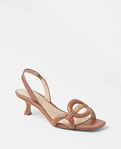 Shop Ann Taylor Ring Leather Slingback Sandals In Midnight Mahogany