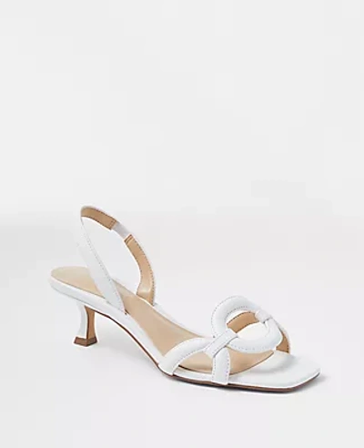 Shop Ann Taylor Ring Leather Slingback Sandals In Winter White