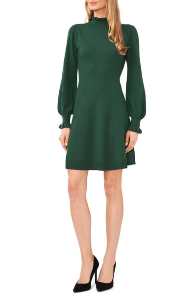 Shop Cece Mock Neck Long Sleeve Fit & Flare Sweater Dress In Alpine Green