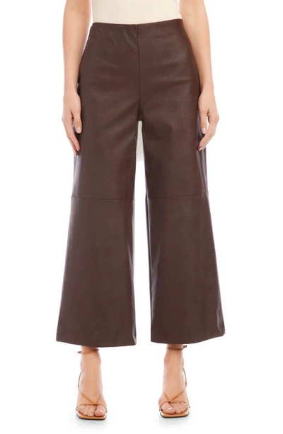 Shop Karen Kane Wide Leg Crop Faux Leather Pants In Brown