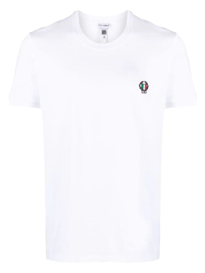 Shop Dolce & Gabbana Embroidered Logo T-shirt Clothing In White
