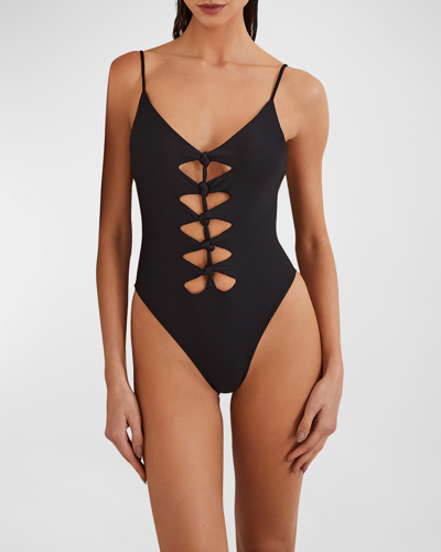 Shop Vix Solid Megan Brazilian One-piece Swimsuit In Black