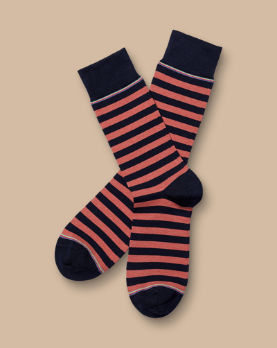 Shop Charles Tyrwhitt Men's  Block Stripe Socks In Pink