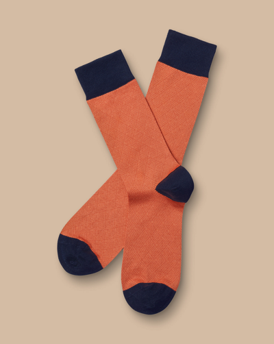 Shop Charles Tyrwhitt Men's  Geometric Socks In Orange