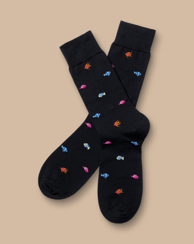 Shop Charles Tyrwhitt Men's  Tropical Fish Socks In Black