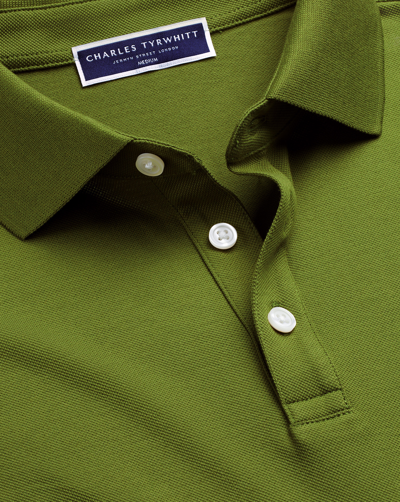Shop Charles Tyrwhitt Men's  Pique Polo Shirt In Green