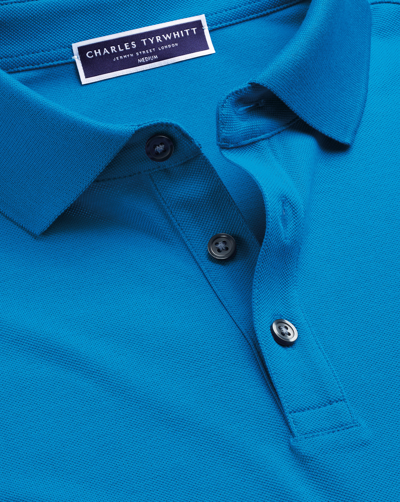 Shop Charles Tyrwhitt Men's  Pique Polo Shirt In Blue