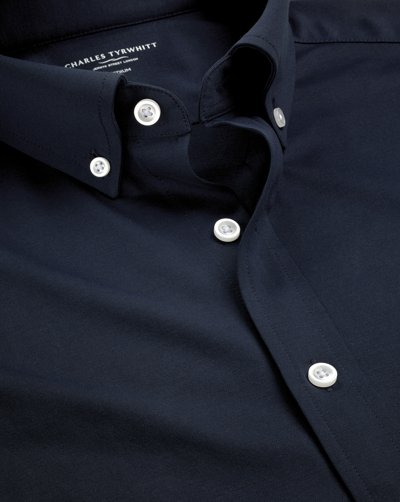 Shop Charles Tyrwhitt Men's  4-way Stretch Jersey Casual Shirt In Blue