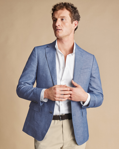 Shop Charles Tyrwhitt Men's  Linen Cotton Na Jacket In Blue