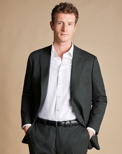 Charles Tyrwhitt Birdseye Ultimate Performance Suit Jacket In Gray In Grey