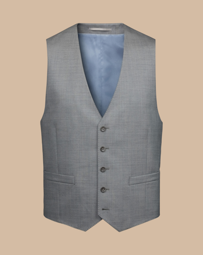 Shop Charles Tyrwhitt Men's  Ultimate Performance Sharkskin Suit Waistcoat In Grey