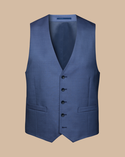 Shop Charles Tyrwhitt Men's  Ultimate Performance Sharkskin Suit Waistcoat In Blue