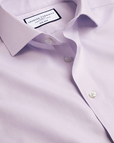 Shop Charles Tyrwhitt Men's  Cutaway Collar Non-iron Twill Dress Shirt In Purple