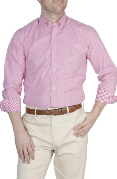 Tailorbyrd Minigingham Stretch Button-down Shirt In Pink