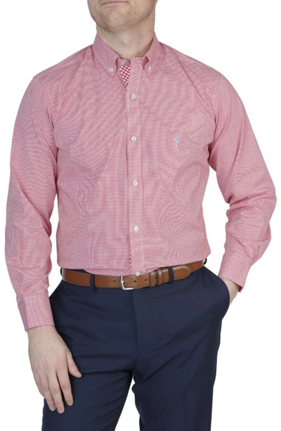 Shop Tailorbyrd Minigingham Stretch Button-down Shirt In Red