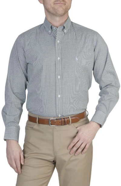 Tailorbyrd Minigingham Stretch Button-down Shirt In Green