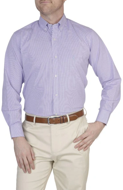 Tailorbyrd Minigingham Stretch Button-down Shirt In Lilac