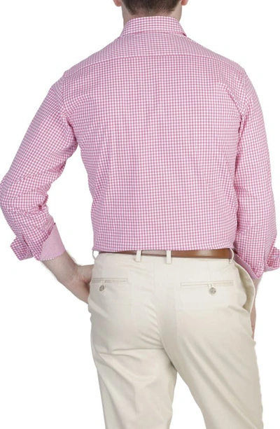 Tailorbyrd Gingham Stretch Button-down Shirt In Pink