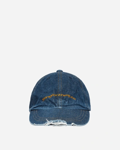 Shop Song For The Mute Logo Washed Denim Cap In Blue