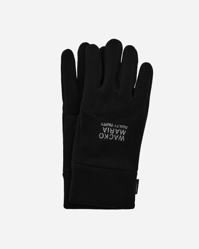 Shop Wacko Maria Polartec Logo Gloves In Black