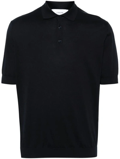 Shop Lardini Polo Shirt With Embroidery In Blue