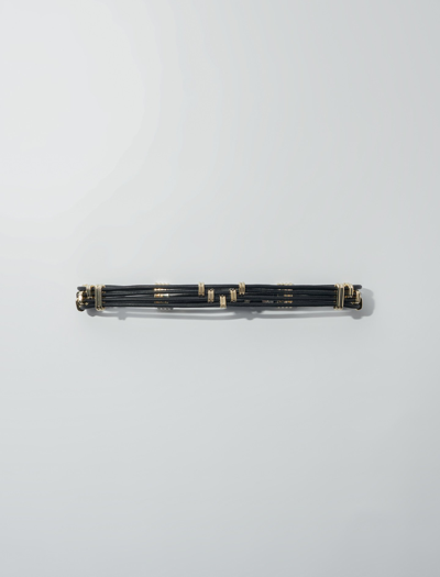 Shop Maje Mixed Metal And Leather Belt For Spring/summer In Black