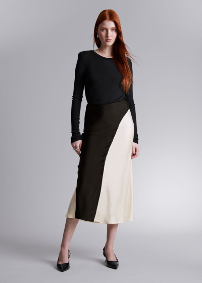 Shop Other Stories Satin Midi Skirt In Black
