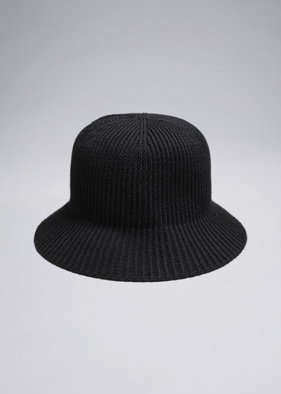 Shop Other Stories Rib Knitted Bucket Hat In Black
