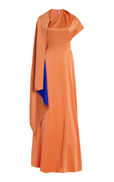 Shop Roksanda Pilar Draped Silk Gown In Orange