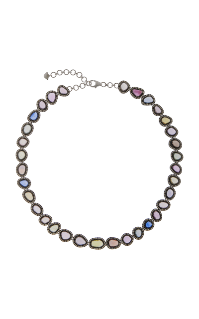 Shop Amrapali One-of-a-kind Midnight Blossom 18k White Gold Sapphire Necklace In Multi