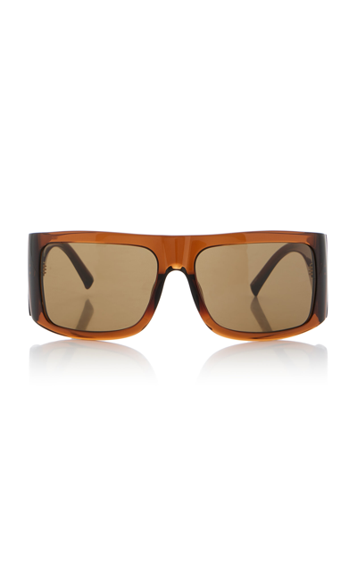 Shop Attico Andre Acetate Mask Sunglasses In Brown
