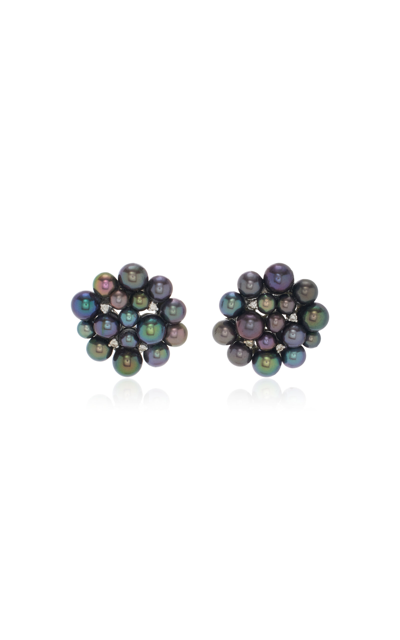 Shop Amrapali One-of-a-kind Pearl Cluster 18k White Gold Earrings In Black