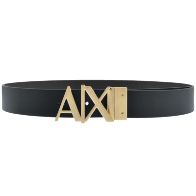 Shop Armani Exchange Reversible Plate Belt Black